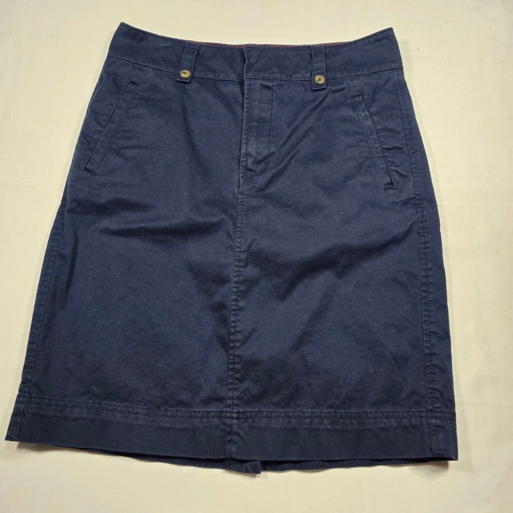 Tommy‎ Hilfiger Womens Navy Blue Chino Skirt Straight Cotton Blend Size 6